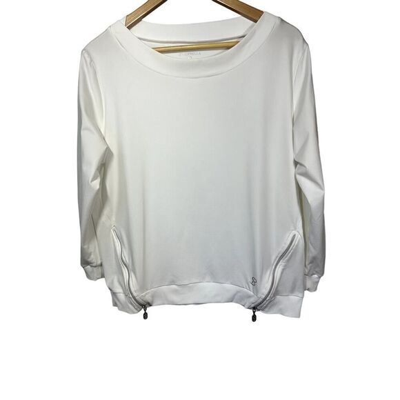 Sofibella Tops - SOFIBELLA Women's Crew Neck Side Zip Long Sleeve Top White Size Large